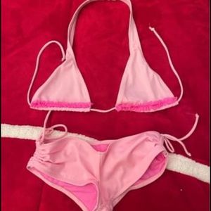 Pink ruffle bikini